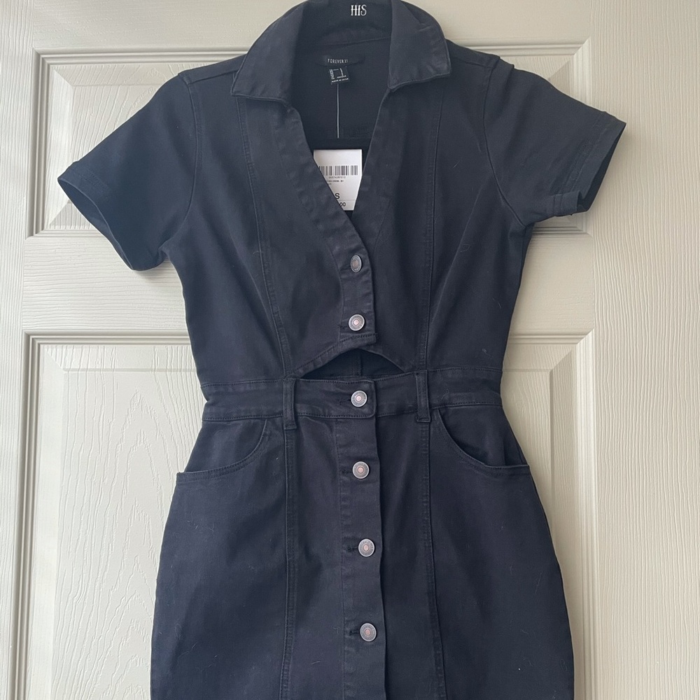 NWT Black Button Up Denim Dress